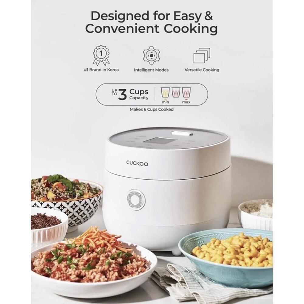 CUCKOO Micom Small Rice Cooker 10 Menu Options 3 Cups Uncooked CR-0375F White SF - Picture 2 of 9